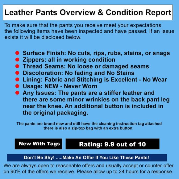 NWT | Genuine Pink Leather Pants | Roaman’s - Picture 12 of 13